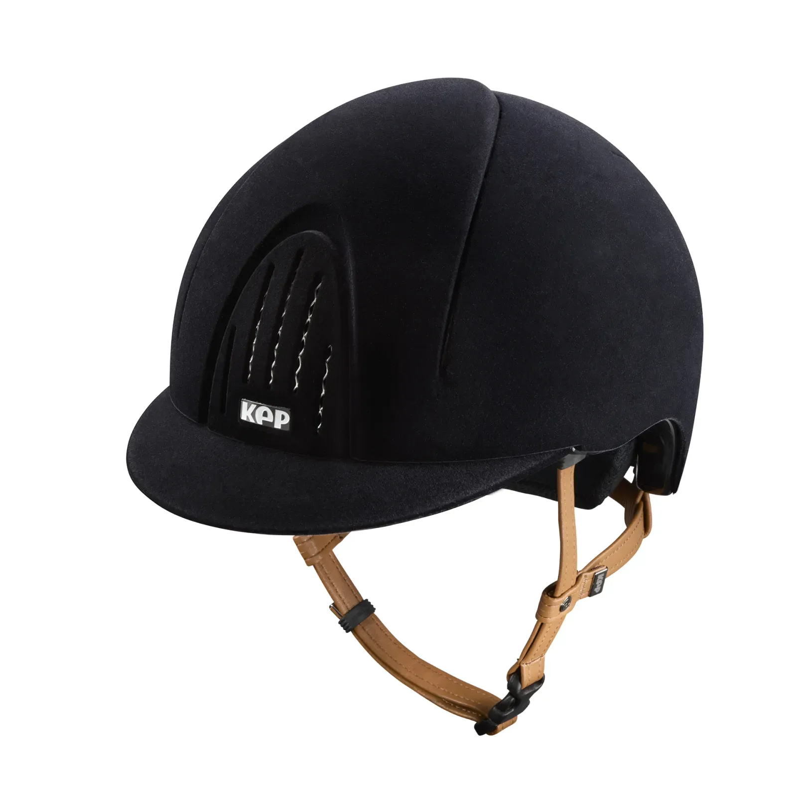 KEP Smart Nova Velvet Black Helmet with Beige Chinstrap