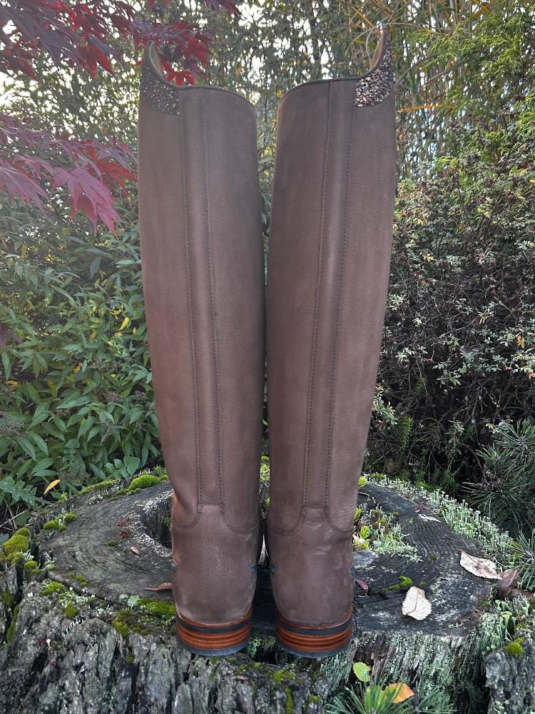 Custom Kingsley Capri Dressage Boot - Nubuck Brown with Jenny Grueso  Brown