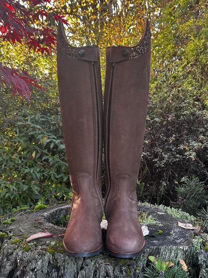 Custom Kingsley Capri Dressage Boot - Nubuck Brown with Jenny Grueso  Brown