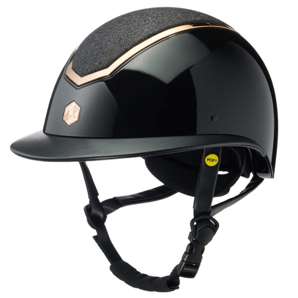 EQx by Charles Owen Kylo Wide Brim MIPS Helmet - Black Gloss Sparkle & Rose Gold