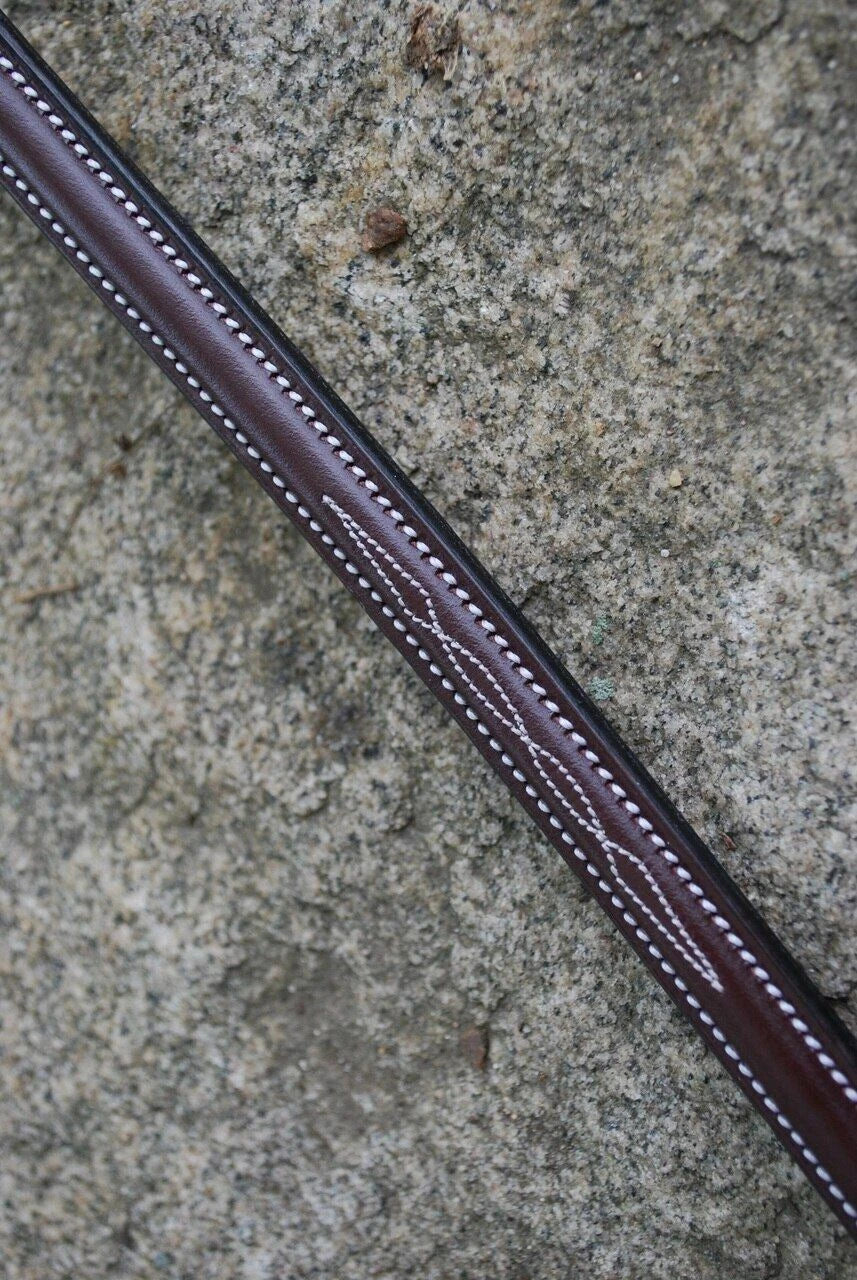 Red Barn Fancy Stitched Square Raised Standing Martingale - white stitching 