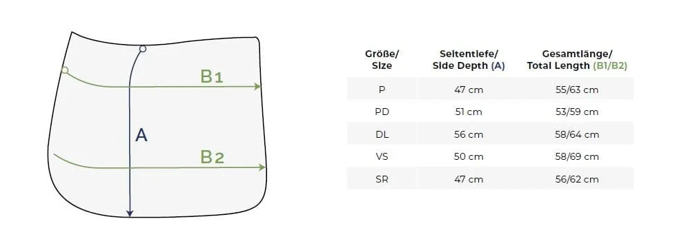 Eskadron Dressage Pad Size Chart