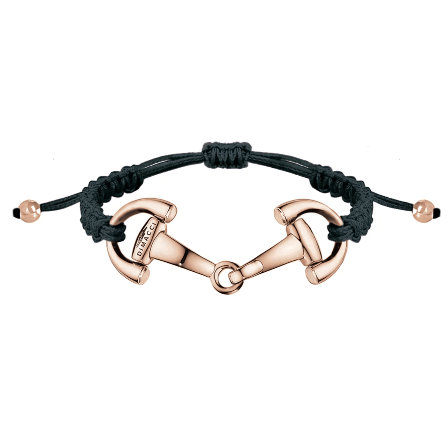 Dimacci Adjustable Snaffle Bracelet - Black & Rose Gold