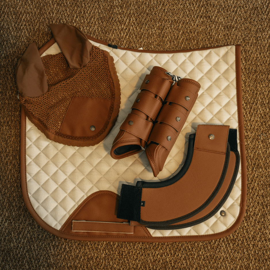 Sixteen Cyprus Dressage Pad - Pearl & Cognac