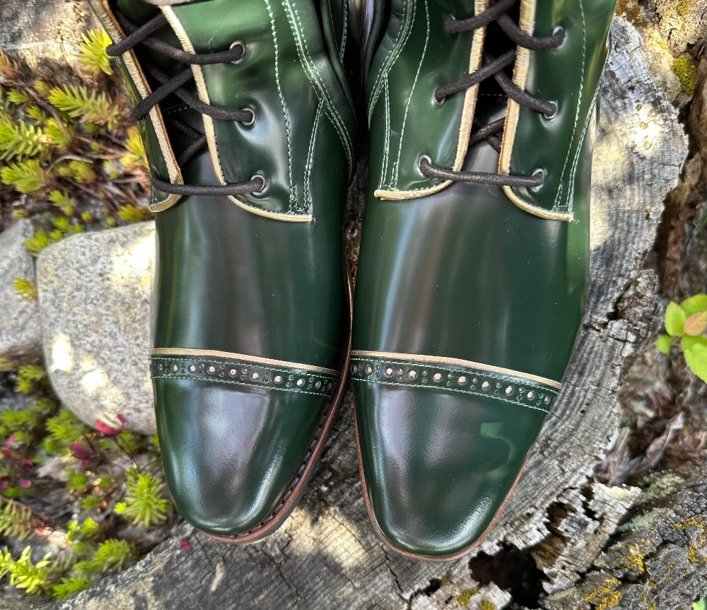 Custom DeNiro Tintoretto Dressage Boot - Brushed Green with Infinito Rondine, Stardust & Swarovski