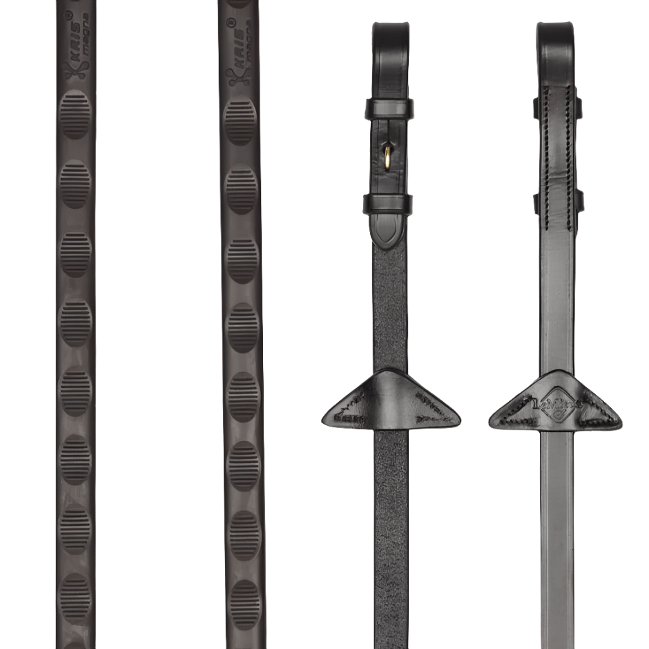 LeMieux Magna Grip Rubber Reins - Brown/ Silver