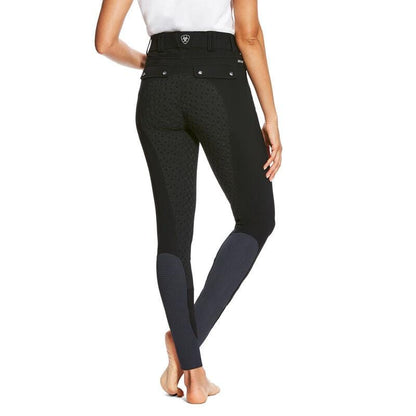 ariat trifactor full seat breeches black back view