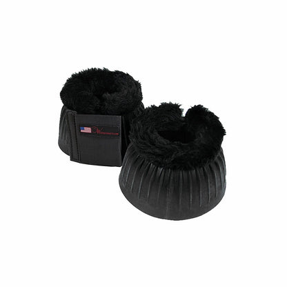 black fuzzy top bell boot with velcro