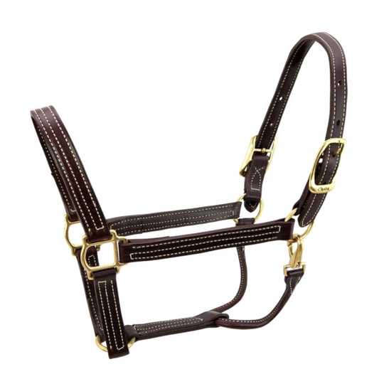 Walsh British Halter with Throat Snap - Havana & Brass