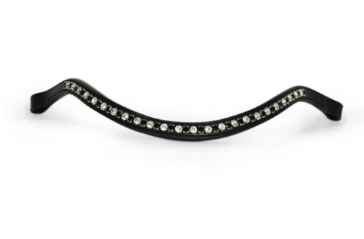 bridle2fit browband black and white crystals black leather