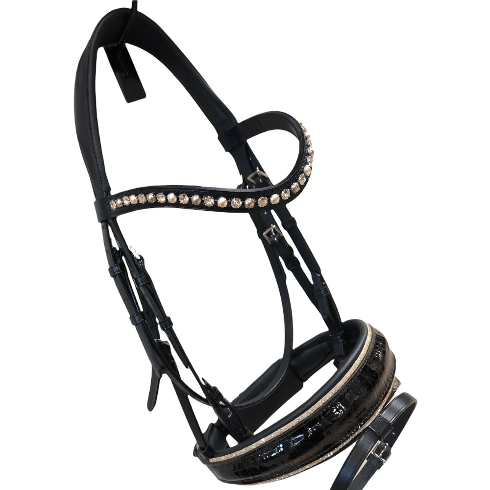 *Otto Schumacher Tokyo Snaffle with Brown Shiny Croc and Fineline - Horse