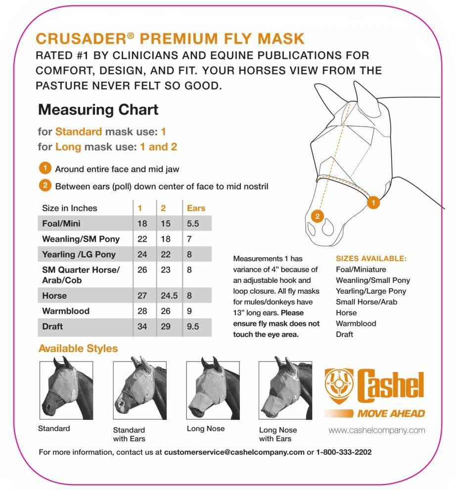 cashel crusader fly mask size guide