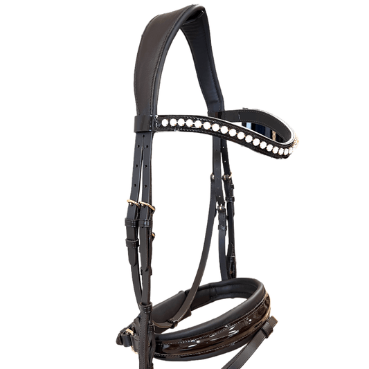 Otto Schumacher Tokyo Snaffle Bridle with Brown Leather and Rose Gold