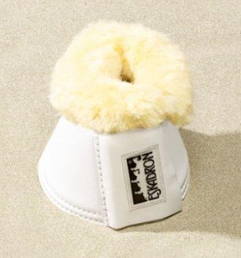 White bell boot with sheepskin around top