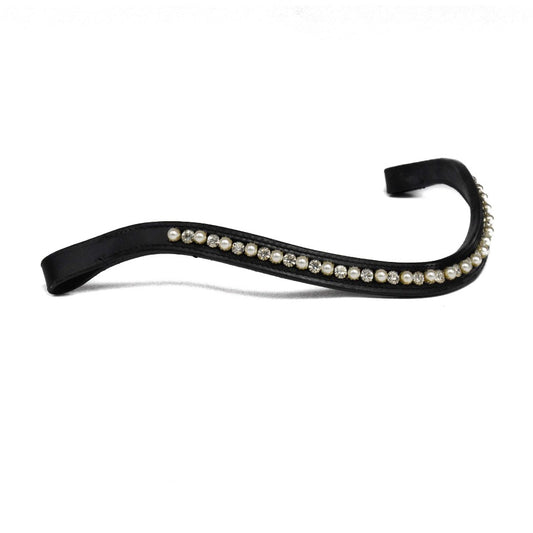 Browband Small Stone and Pearls - Black with Pearls and Clear