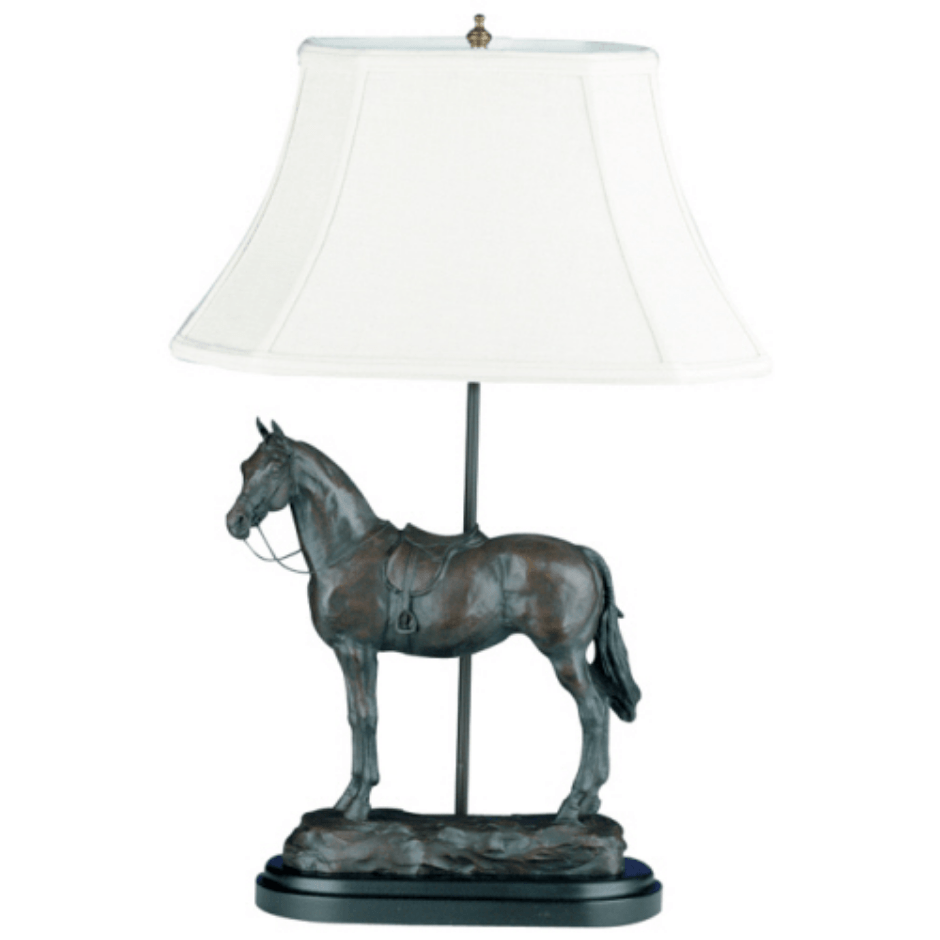 HORSE LAMP WITH LINEN SHADE