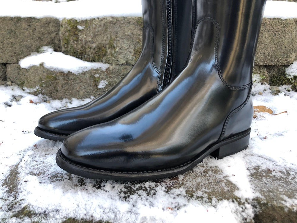 Custom DeNiro Bellini Dressage Boot - Brushed Black with Black Croc Lisa Top & Fineline
