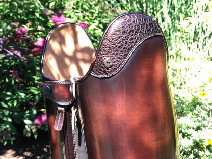 Custom DeNiro Bellini Dressage Boot - Brushed Brown with Brown BG Uptop & Punched Toe
