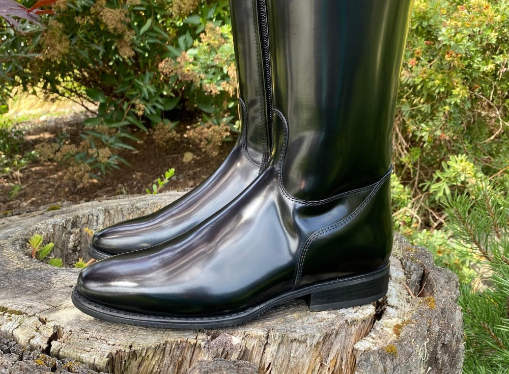 *Custom DeNiro Raffaello Dressage Boot - Brushed Black with Black Camoscio Uptop & Fineline - 39 MA/L