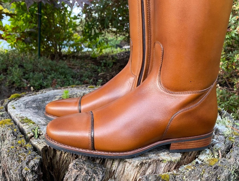 Custom DeNiro Raffaello Dressage Boot - Antique Oxford with Patent Moka Top