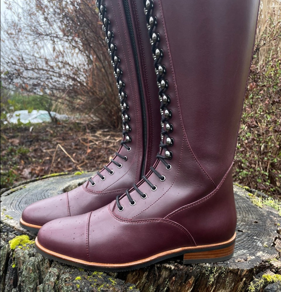 Burgundy lace clearance boots