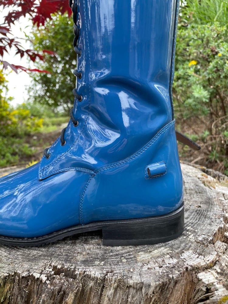 Blue patent leather clearance boots