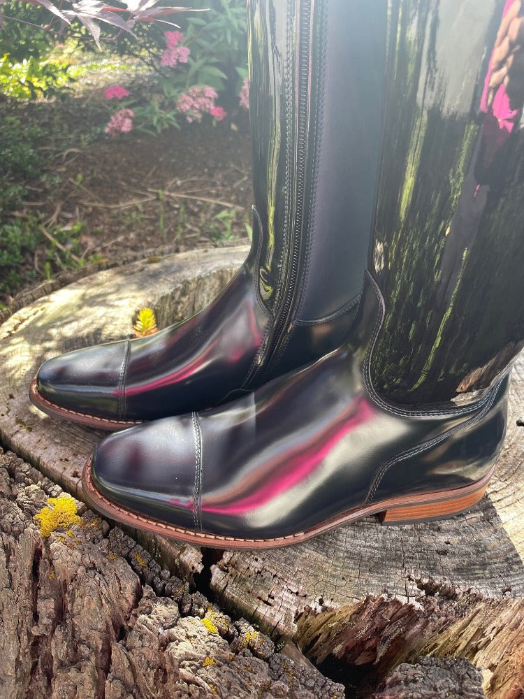Custom DeNiro Raffaello Dressage Boot - Navy Patent with Fineline Swarovski Uptop & Buongiorno