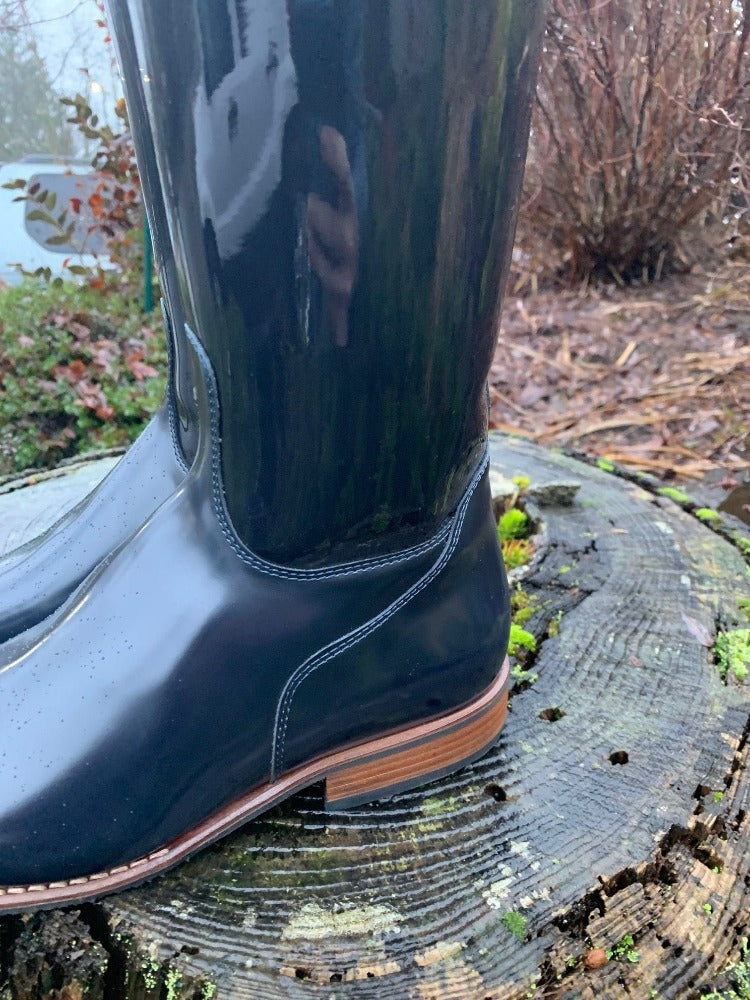 Custom DeNiro Raffaello Dressage Boot - Navy Patent with Fineline Swarovski Uptop & Buongiorno