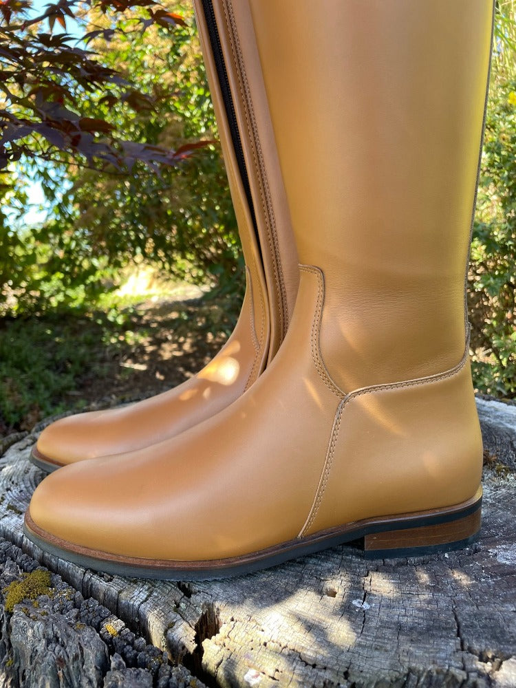 Custom Kingsley Lexington Dressage Boot Light Brown with Jenny Top in Paxson Camel 39 MC M