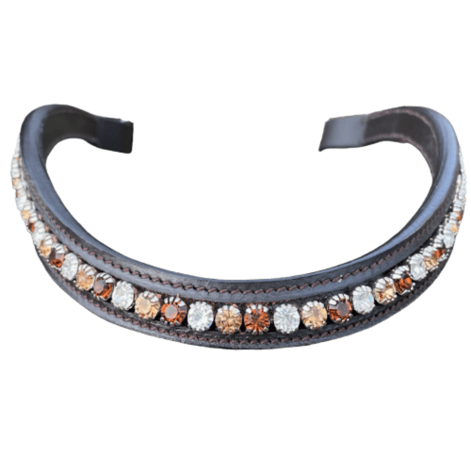 bridle2fit browband small stone havana with gold, copper and clear crystals