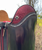 Custom DeNiro Raffaello Dressage Boot - Brushed Burgundy with BG Uptop, Swarovski, Stretch Panel & Comfort Knee