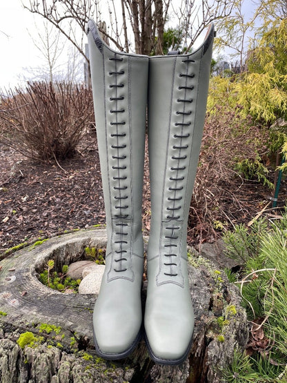 *Custom DeNiro Full Lace Winter Field Boot - Grey Calfskin with Greta Rondine - 39 MA/S