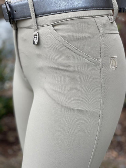 romfh sarafina knee patch breeches classic white sand pocket detail