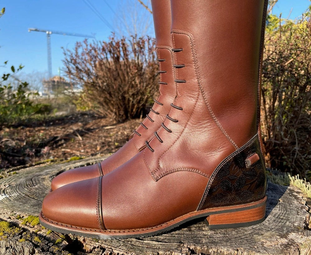 Custom DeNiro Field Boot - Brown with America Greta Top & Swarovski