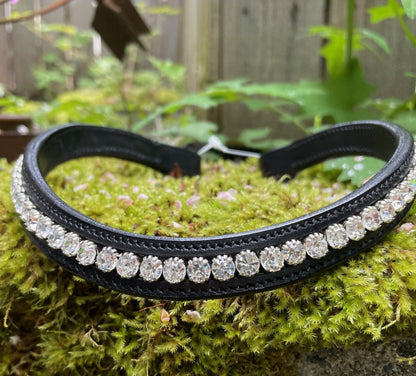 bridle2fit browband - black w/ white crystals 