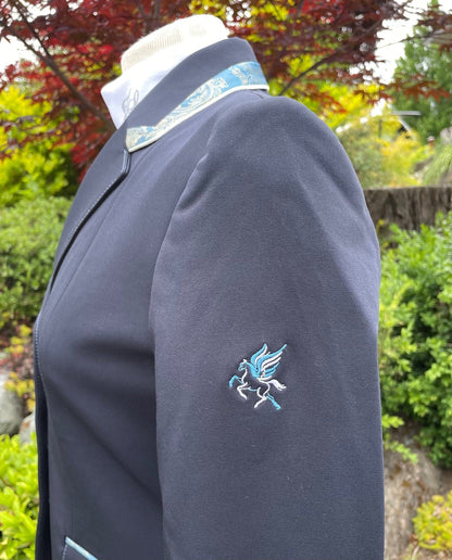 Flying Changes Charlotte Show Coat - Navy Gold Paisley