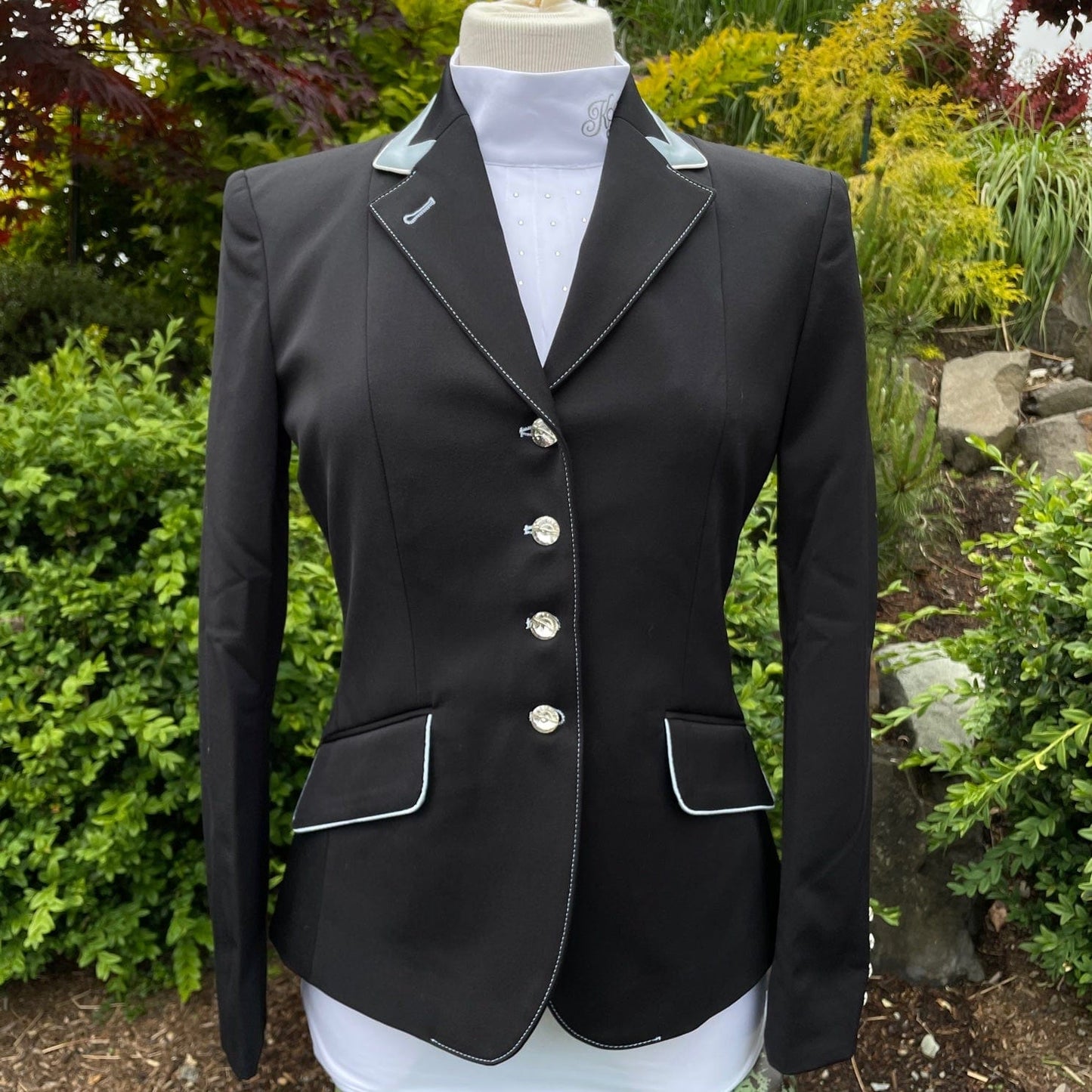 Flying Changes Charlotte Show Coat - Black with Light Blue