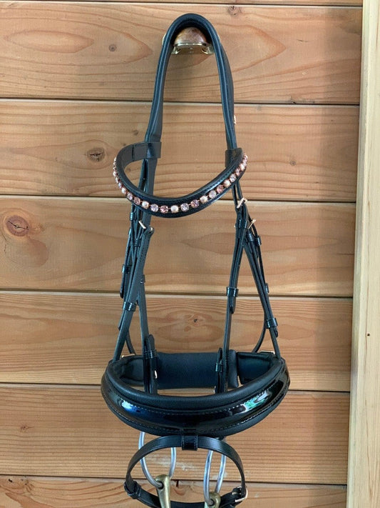 custom dressage bridle rose gold otto schumacher black patent