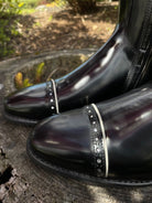 Custom DeNiro Raffaello Dressage Boot - Brushed Black with America Top in Black Lucidi & Swarovski Stones