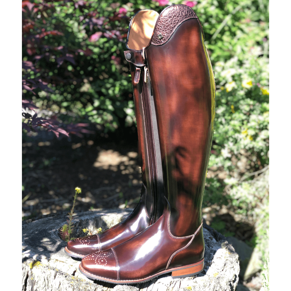 Custom DeNiro Bellini Dressage Boot - Brushed Brown with Brown BG Uptop & Punched Toe