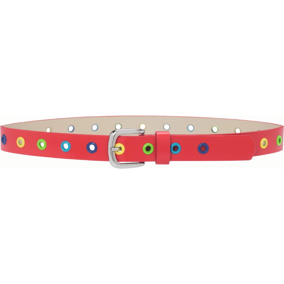 Kids Belt With Colorful Rivets - Red
