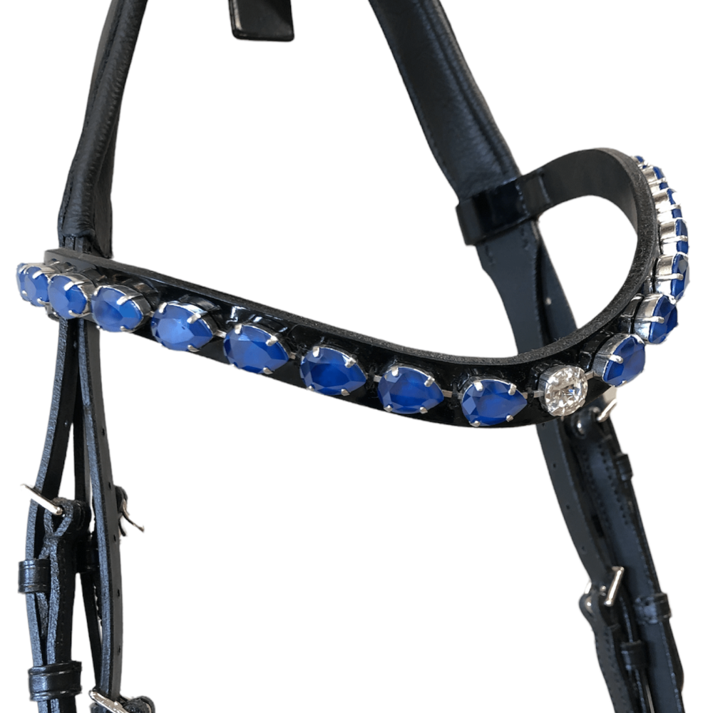 Otto Schumacher Tokyo Snaffle Bridle with Black Patent and Blue Fineline 