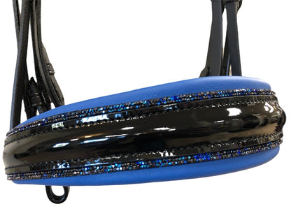 Otto Schumacher Tokyo Double Bridle with Black Patent and Blue Fineline