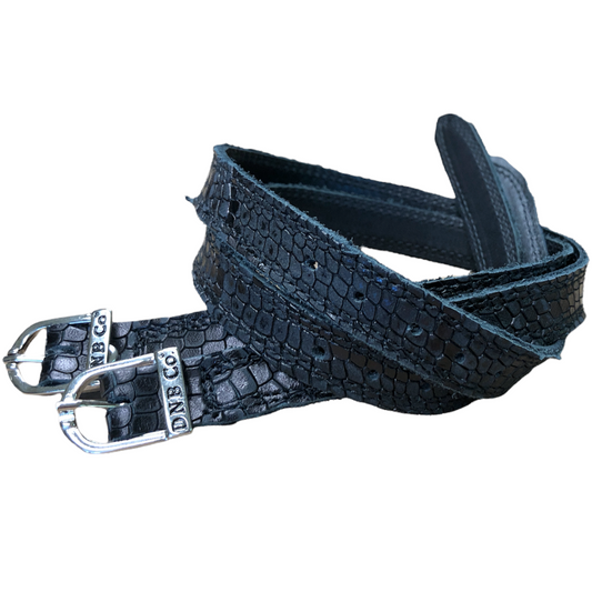 DeNiro Spur Straps Silver Buckle - Black Regal