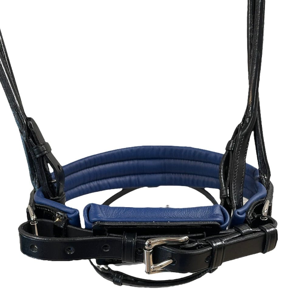 Otto Schumacher Munchen Feel Good Rolled Snaffle Bridle with Black Patent and Blue Fineline