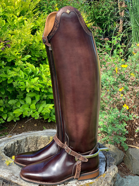 Custom DeNiro Raffaello Dressage Boot - Brown Brushed Pitone