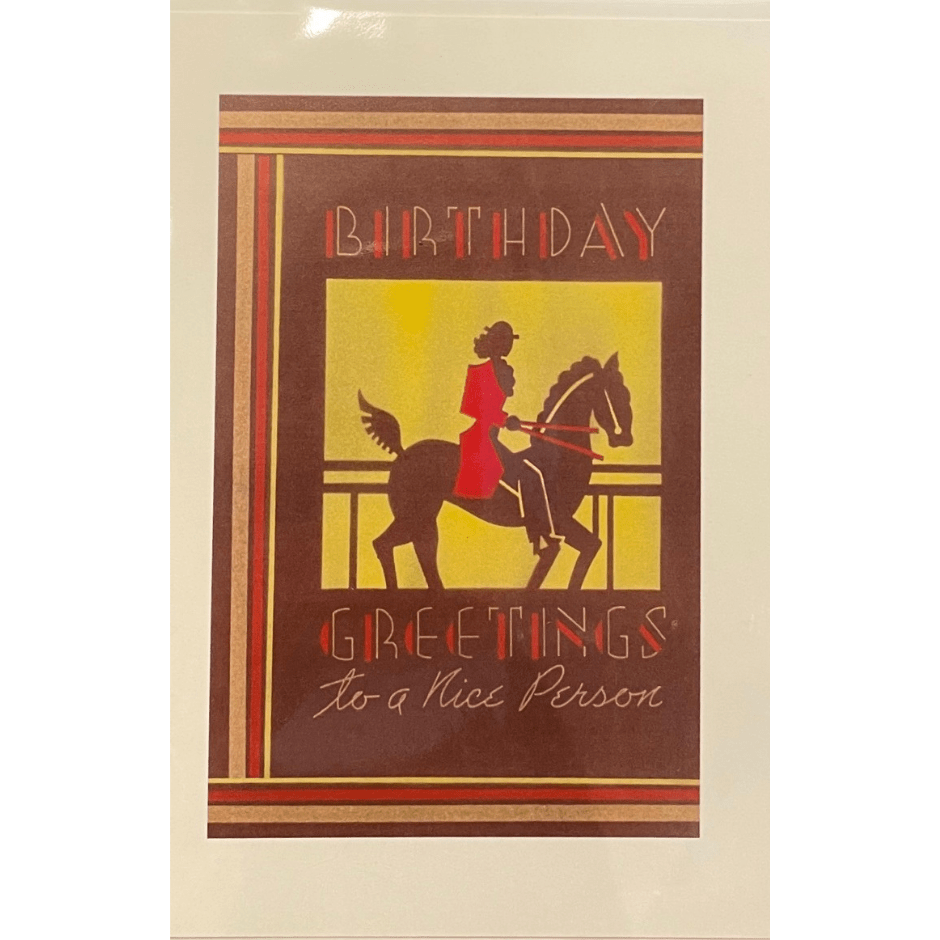 vintage equestrian happy birthday card