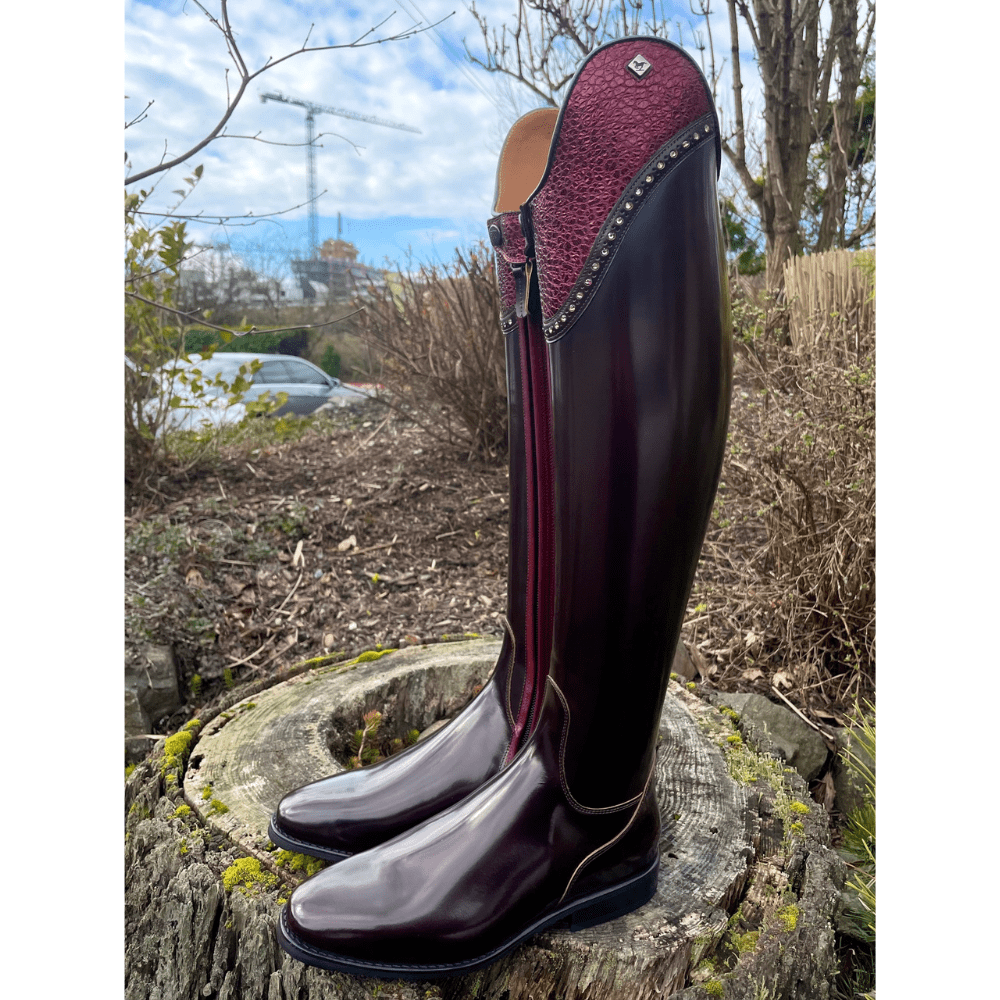 Custom DeNiro Bellini Dressage Boot - Brushed Burgundy with Burgundy BG Lisa & Swarovski