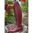 Custom DeNiro Tintoretto Dressage Boot - Burgundy Calfskin with Rondine Buongiorno