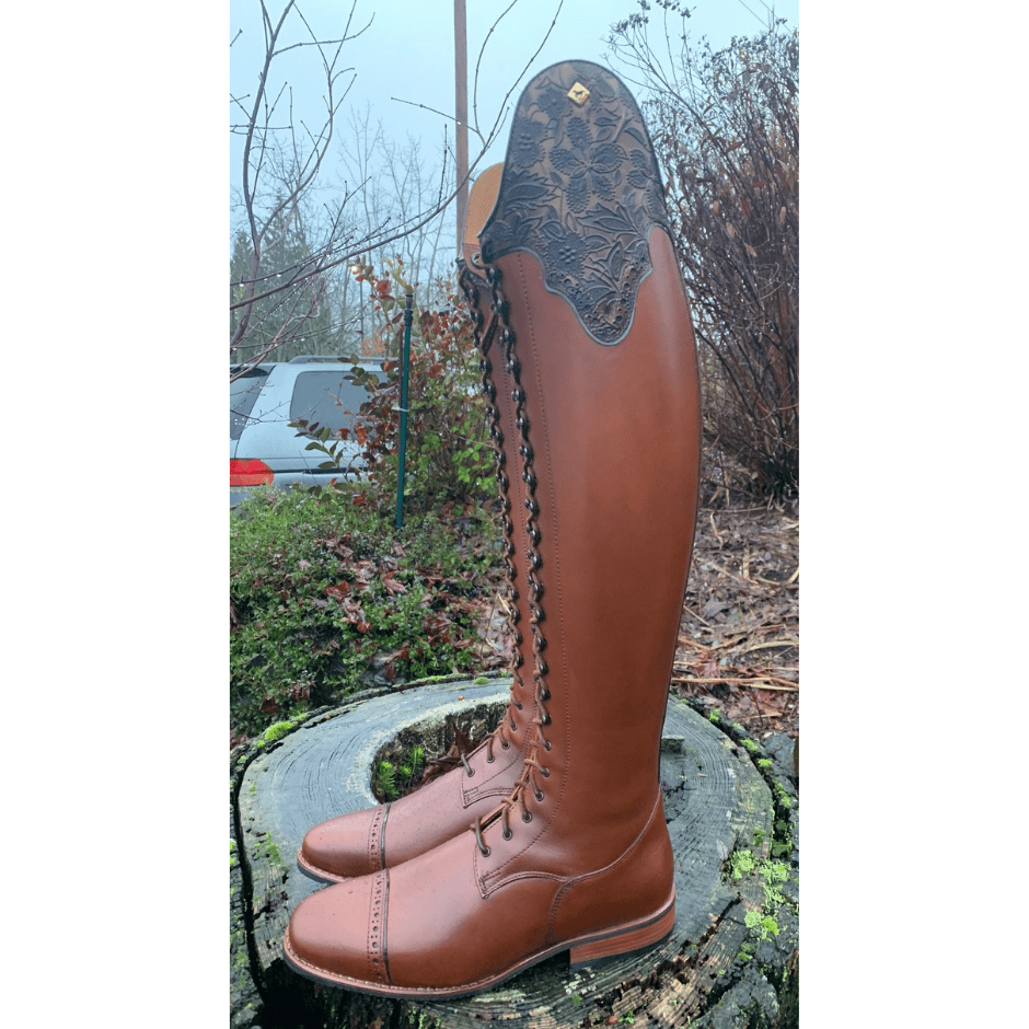 Custom DeNiro Tintoretto Dressage Boot - Brandy Vintage Leather with Greta Brown America Top